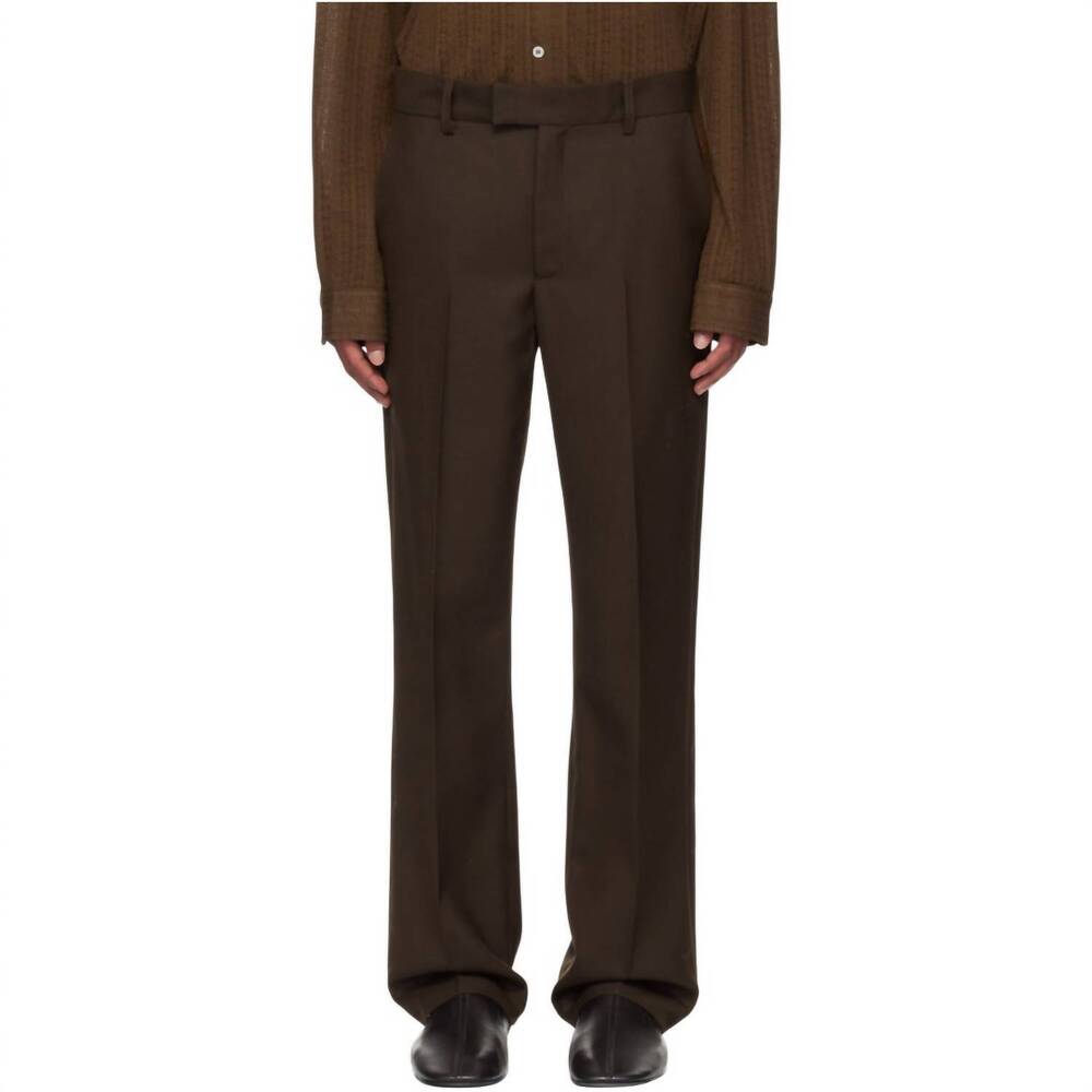 NEW SEFR mike suit trouser pants in sludge brown wool